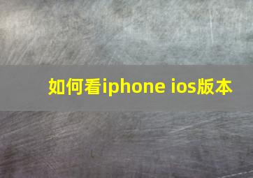 如何看iphone ios版本